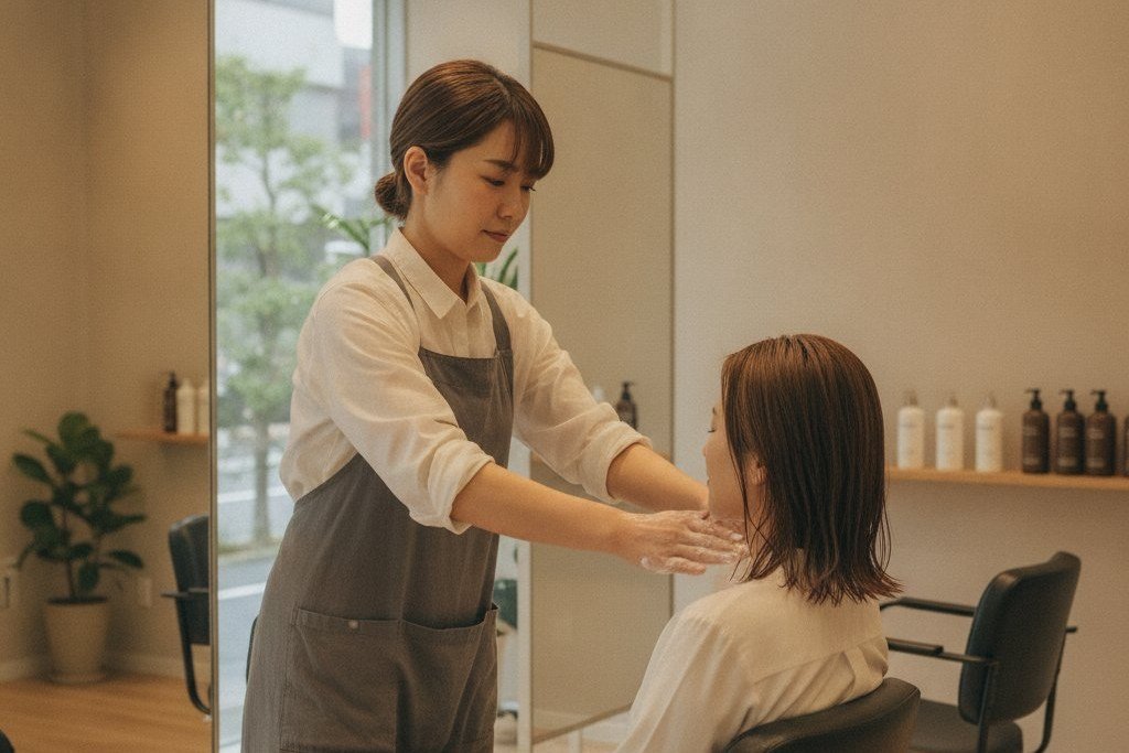 縮毛矯正の頻度の概要を示す落ち着いたサロンの店内