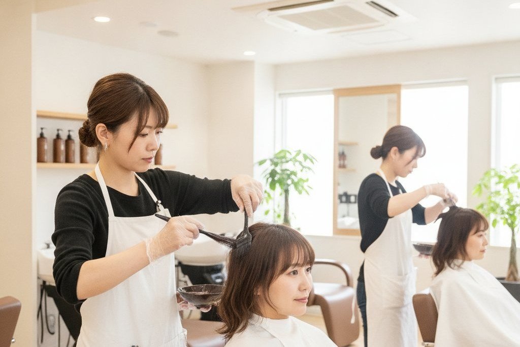 毛先までまとまったロングヘアのストレートスタイル
